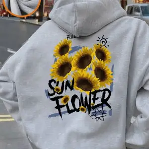 Ayçiçeği Baskılı Kapüşonlu Üstler Kadınlar İçin Kışlık Polar Sıcak Kazaklar Temel Cepli Sweat