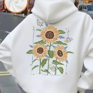 Ayçiçek Yağı Baskılı Baskılar Kapüşonlu Üstler Kadınlar Kışlık Polar Sıcak Sweatshirt Temel C
