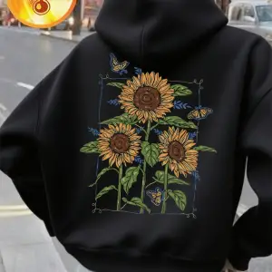 Ayçiçek Yağı Baskılı Baskılar Kapüşonlu Üstler Kadınlar Kışlık Polar Sıcak Sweatshirt Temel C