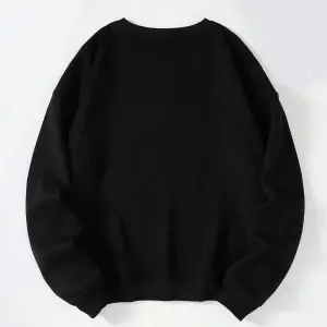 Ayıcık Baskılı Üç İplik Kalın Bisiklet Yaka Unisex Oversize Sweatshirt Siyah