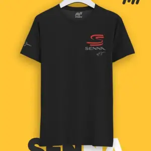 Ayrton Senna Imzalı Senna Logolu Kabartma Baskılı T-shirt
