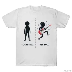 Babanım Benim Baba Gitar Çalar Müzisyen Rocker Baba T-shirt Erkekler Kadınlar Için % 100% Pam