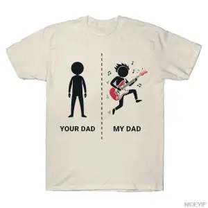 Babanım Benim Baba Gitar Çalar Müzisyen Rocker Baba T-shirt Erkekler Kadınlar Için % 100% Pam