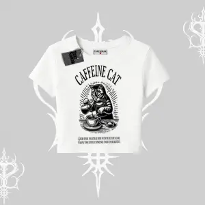 Babby Tee Tshirt Caffeine Cat Kahve Temalı Kedi Baskılı