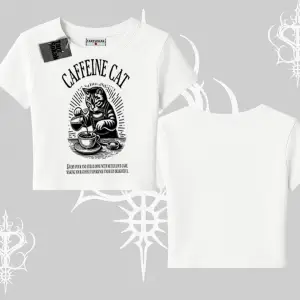 Babby Tee Tshirt Caffeine Cat Kahve Temalı Kedi Baskılı