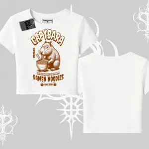 Babby Tee Tshirt Cute Capybara Enjoying Ramen Noodles Artwork