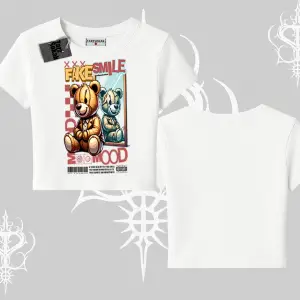 Babby Tee Tshirt Fake Smile Mood Ayıcık Grafik Baskılı