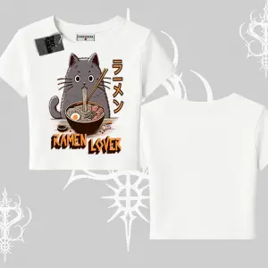 Babby Tee Tshirt Ramen Lover Kedi Anime Baskılı