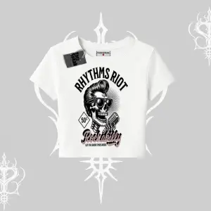 Babby Tee Tshirt Rhythms Riot Vintage Rockabilly Skull Street Aesthetic