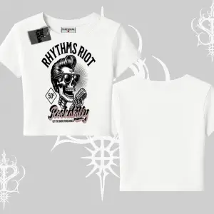 Babby Tee Tshirt Rhythms Riot Vintage Rockabilly Skull Street Aesthetic