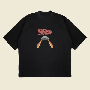Back To The Future Baskılı Oversize Unisex Pamuklu Nefes Alan Kalın Kumaşlı