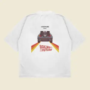 Back To The Future Baskılı Oversize Unisex Pamuklu Nefes Alan Kalın Kumaşlı