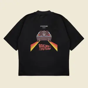 Back To The Future Baskılı Oversize Unisex Pamuklu Nefes Alan Kalın Kumaşlı