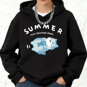 Balık Dokunaklı Mod Kedi Baskılı Kapüşonlu Üstler Pamuklu Kadın Kışlık Polar Kazak Cepli Eşof