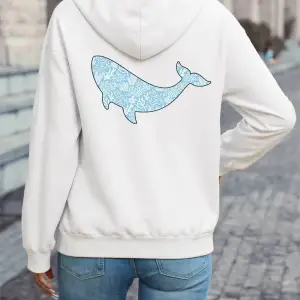 Balina Deniz Mercan Baskılar Hoodies Bayan Gevşek Cep Kazaklar Kış Polar Sıcak Tişörtü Temell