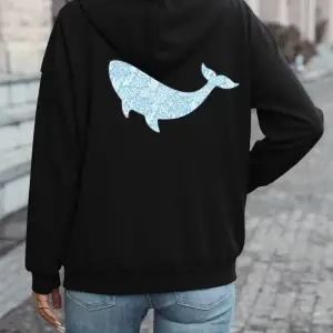 Balina Deniz Mercan Baskılar Hoodies Bayan Gevşek Cep Kazaklar Kış Polar Sıcak Tişörtü Temell
