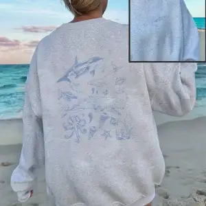 Balina Yunus Deniz Kaplumbağası Baskılar Tişörtü Kadın Kış Gevşek Kapüşonlular Rahat Bisiklet