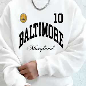 Baltimore Maryland Amblem Baskıları Erkek Tişörtü Sonbahar Bisiklet Yaka Kapüşonlu Üst Temel