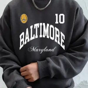 Baltimore Maryland Amblem Baskıları Erkek Tişörtü Sonbahar Bisiklet Yaka Kapüşonlu Üst Temel