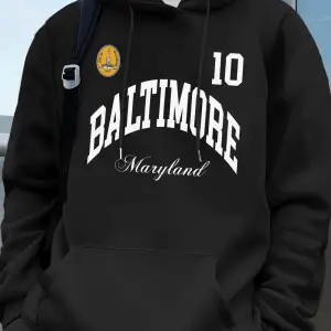 Baltimore Maryland Amblemi Baskılı Kapüşonlular Erkek Sportif Gevşek Tişörtü Kış Polar Sıcak
