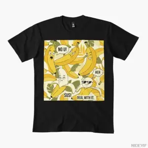 Banana Meme Club – Erkekler Kadınlar İçin Komik Yemek Kolajı Tişörtü %100 Pamuklu Tişörtler K