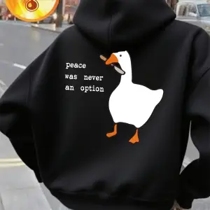 Barış Hiçbir Zaman Bir Seçenek Değildi Kaz Baskılı Kapüşonlu Üstler Kadınlar Kışlık Polar Sıc