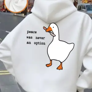 Barış Hiçbir Zaman Bir Seçenek Değildi Kaz Baskılı Kapüşonlu Üstler Kadınlar Kışlık Polar Sıc