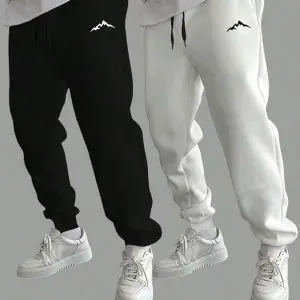 Basics 2pcs Mountain Print Drawstring Waist Eşofman Altı