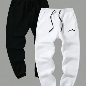 Basics 2pcs Mountain Print Drawstring Waist Eşofman Altı