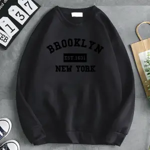 Basit Moda Kadın Kazak Brooklyn Est. 1631 New York Mektup Baskı Kapşonlu Sıcak Rahat Kazaklar