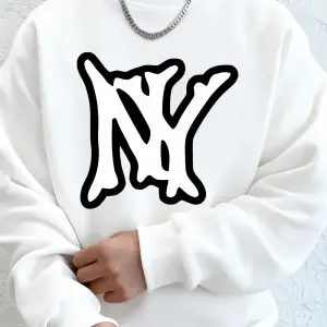 Basit Ny Logo Baskı Erkek Tişörtü Kış Polar Sıcak Kapüşonlular Kore Büyük Boy Bisiklet Yaka S