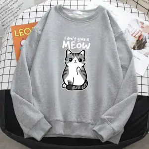 Basit Sonbahar Bayan Kazak Ben Miyav Vermiyorum Komik Kedi Karikatür Hayvancılık Baskı Hoody