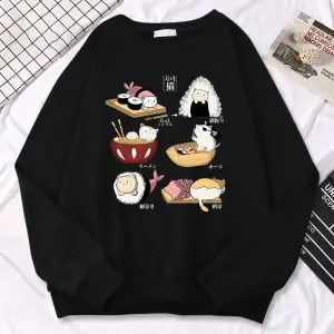 Basit sonbahar kadın kazak suşi CatS gün Harajuku baskı Hoodies Hoodies polar kazak sıcak ge
