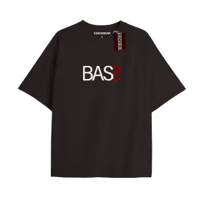 BASS Unisex Oversize Yazılı Tshirt SİYAH