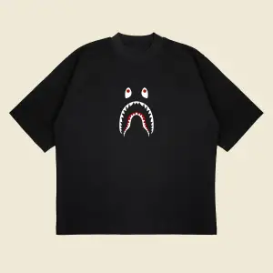 Bathing Ape Shark Baskılı Oversize Unisex Pamuklu Nefes Alan Kalın Kumaşlı