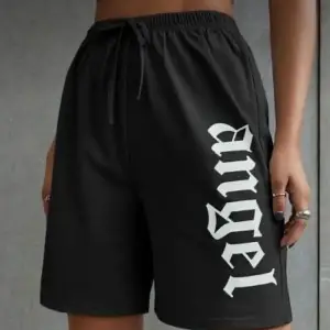 Bay Baskılı Kısa Kadın Şort Siyah Şort