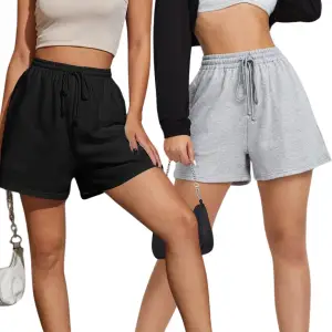 Bay Kadın 2li Siyah-Gri Düz Renk Penye Regular