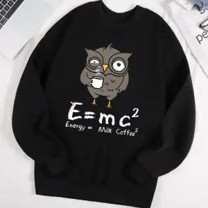 Baykuş İçme Kahve Ve Geç Kalma Desen Erkek Kazak Sonbahar 0-Boyun Kazak Hip Hop Giysileri Uni