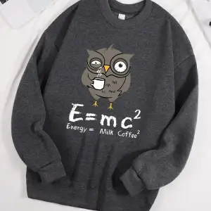 Baykuş İçme Kahve Ve Geç Kalma Desen Erkek Kazak Sonbahar 0-Boyun Kazak Hip Hop Giysileri Uni