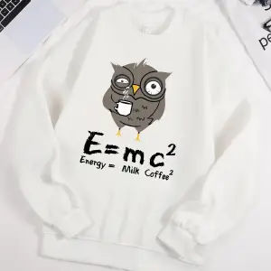 Baykuş İçme Kahve Ve Geç Kalma Desen Erkek Kazak Sonbahar 0-Boyun Kazak Hip Hop Giysileri Uni