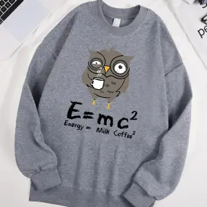 Baykuş İçme Kahve Ve Geç Kalma Desen Erkek Kazak Sonbahar 0-Boyun Kazak Hip Hop Giysileri Uni