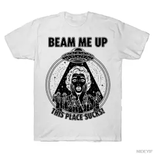 Beam me up Erkek Kadın Tişörtü %100 Pamuklu Tişörtler Kısa Kollu Üstler 1201-3