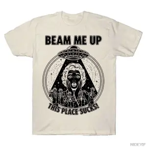 Beam me up Erkek Kadın Tişörtü %100 Pamuklu Tişörtler Kısa Kollu Üstler 1201-3