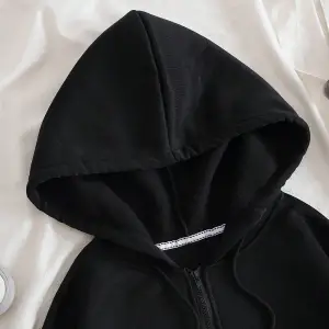 Bear And Heart Print Zip Up Lined Drawstring Hoodie Siyah