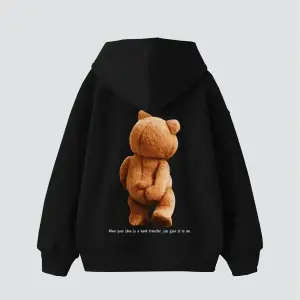 Bear Sırt Baskılı Oversize Unisex Beyaz