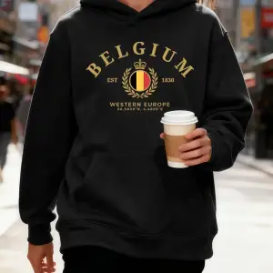 Belçika Batı Avrupa Est 1830 Baskılar Kapüşonlular Pamuk Kadın Koşu Cep Kazak Sportif Bol Tiş