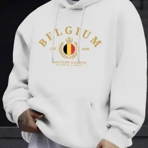 Belçika Batı Avrupa Est 1830 Baskılar Man Street Tops Sonbahar Günlük Kapüşonlu Üst Spor Bol