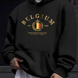 Belçika Batı Avrupa Est 1830 Baskılar Man Street Tops Sonbahar Günlük Kapüşonlu Üst Spor Bol