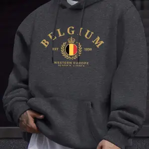 Belçika Batı Avrupa Est 1830 Baskılar Man Street Tops Sonbahar Günlük Kapüşonlu Üst Spor Bol