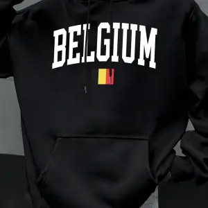 Belçika Mektubu Ve Bayrak Baskılı Erkek Kapüşonlu Üstleri Hip Hop Unisex Kapüşonlu Sonbahar P